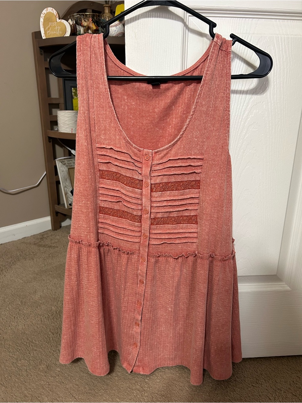 torrid Dusty Rose Button-Front Tank with Pintuck Detail
